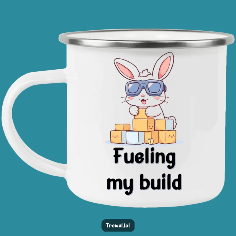 Funny Bunny Stacking Blocks Camping Mug: Adventure Fuel for Builders and Dreamers