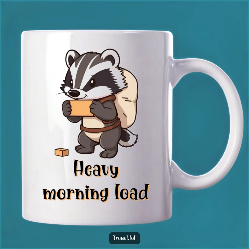 Funny Badger Carrying Bricks Mug - Strong & Humorous Gift!