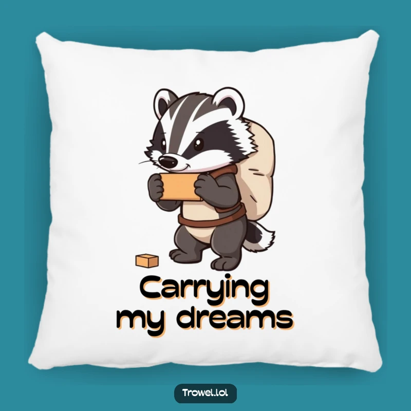 Funny Badger Carrying Bricks Pillow - Comfy & Strong Gift!