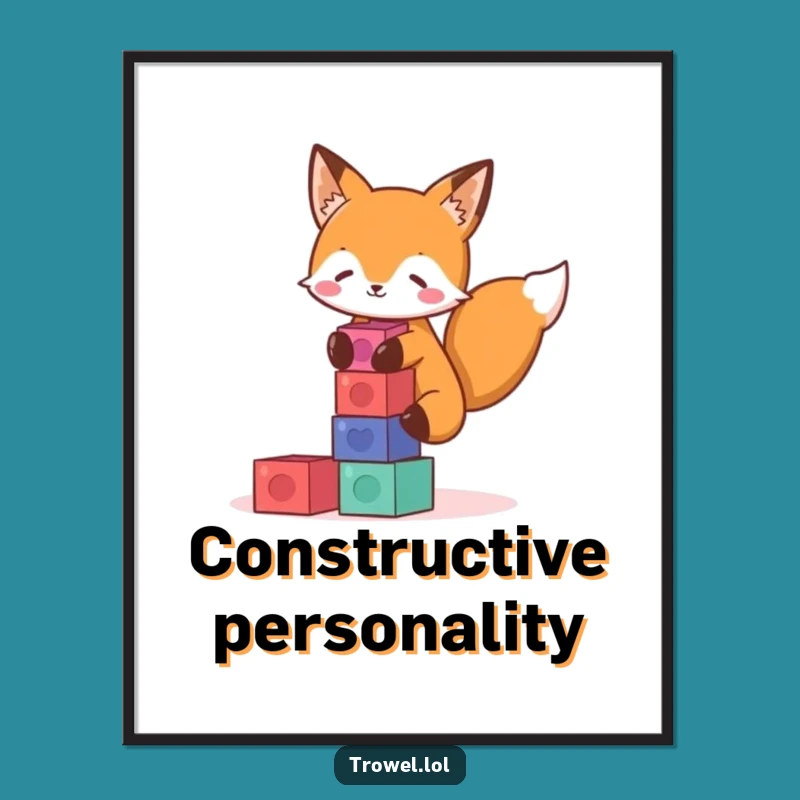 Funny Fox Stacking Blocks Digital Art - Instant Playful Decor!