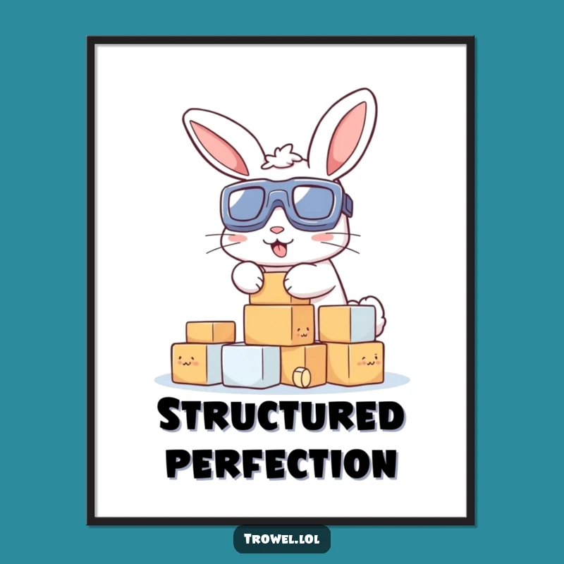 Funny Bunny Stacking Blocks Digital Art: Hilarious Decor for Builders & Animal Lovers