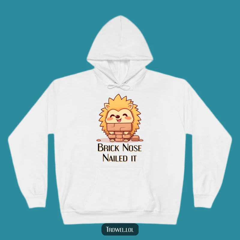 Funny Hedgehog Balancing Brick Hoodie - Cozy & Hilarious Gift!