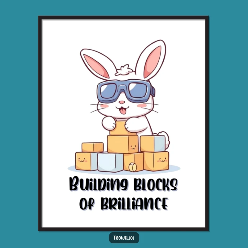 Funny Free Printable Bunny Wall Art: Stacking Blocks Downloadable Home Decor