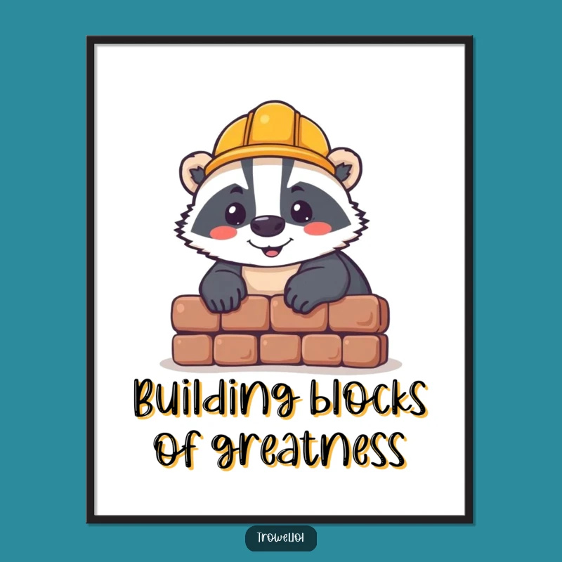 Free Printable Wall Art: Cheerful Badger Building Blocks of Humor Funny Decor