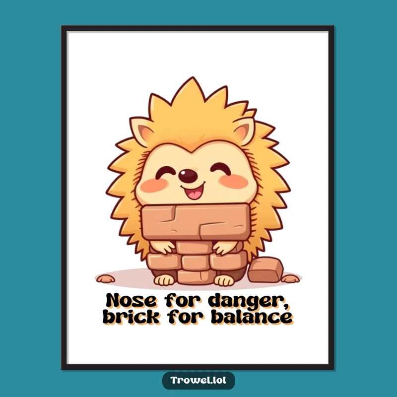 Free Printable Wall Art Hedgehog Balancing Brick Humorous Downloadable Decor