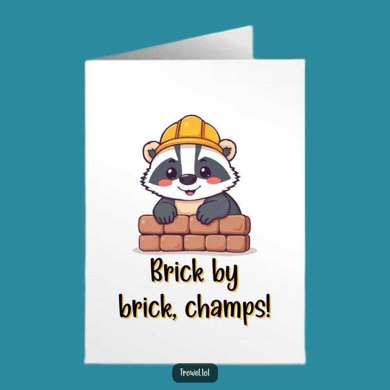 Free Printable Congrats Card: Badger Building Success Funny Downloadable Gift